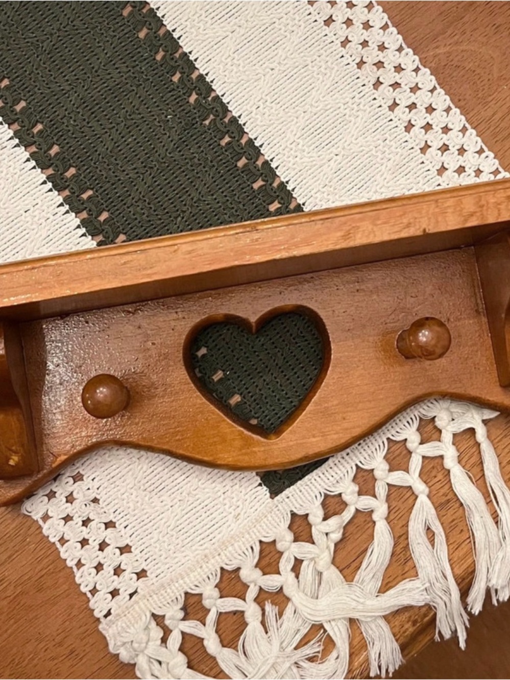 Handcrafted Wooden Wall Hook with Heart Cutout - Cottagecore Grannycore